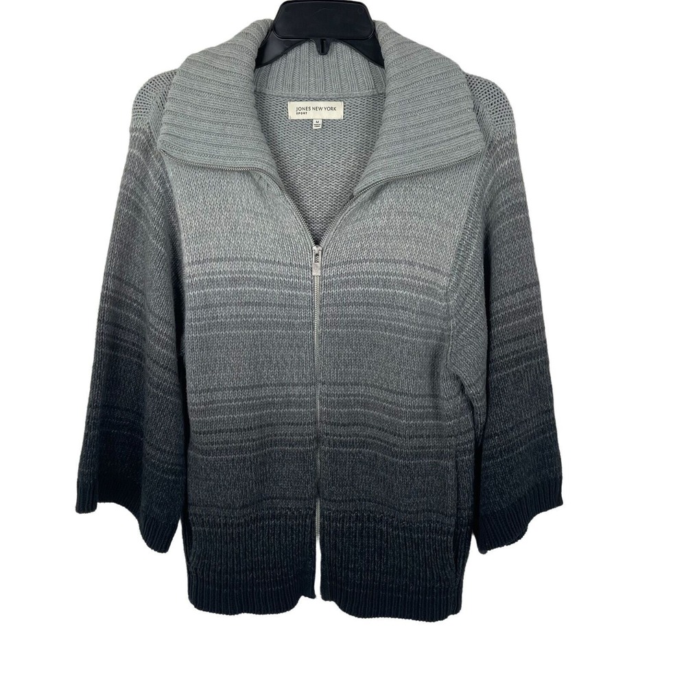 Jones Of New York Women Full-Zip 3/4 Sleeve Cardigan Size M